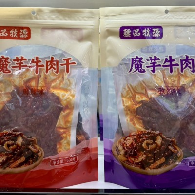 新疆包邮麻辣食品魔芋牛肉干批发休闲零食500g大包装零售麻辣鲜香  1袋图2
