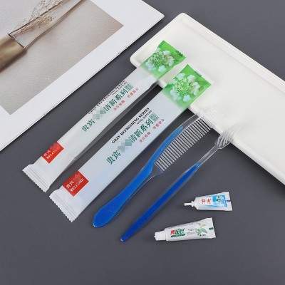 酒店用品套装客房宾馆浴场双色蛇头软毛牙刷带牙膏二合一现货批发   100套