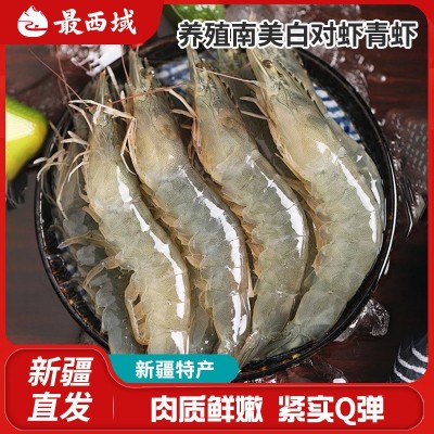 【新疆特产】新疆海鲜青虾30-40盐田大虾鲜活冷冻1.5kg冰鲜虾