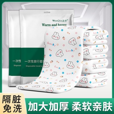 一次性床单套装旅行四件套印花三件套床上用品被罩枕套酒店用品