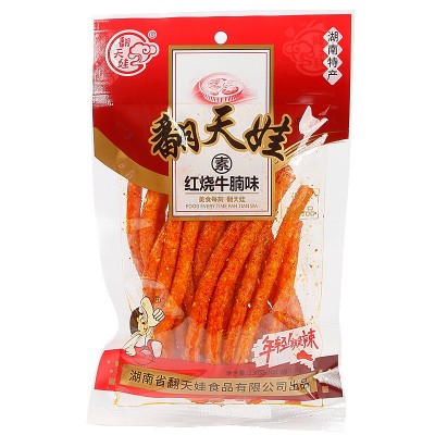 翻天娃麻辣条136g/袋薯条味红烧牛腩味素食面筋 湖南特产零食批发  10袋