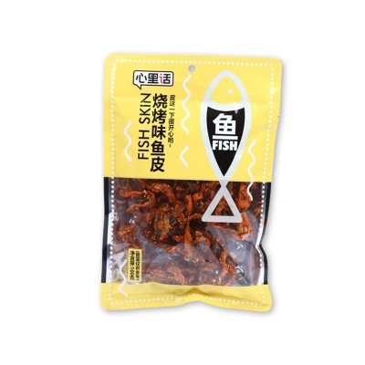 心里话香辣鱼皮82g即食海鲜小吃休闲鱼类零食香酥烧烤味网红零食   10袋图4